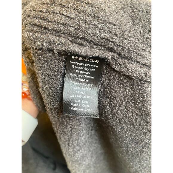 Barefoot Dreams Cardigan Wrap Cozy Chic Lite Island Wrap Ribbed Carbon Size 1X - Picture 9 of 11